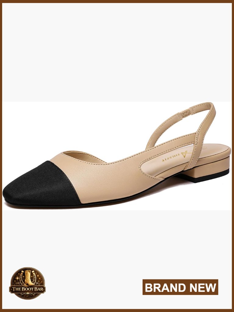 Slingback Flats Square Toe Low Heel Wedding Pumps Leather